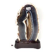 Agate Naturelle Géodes sur socle en bois 2890