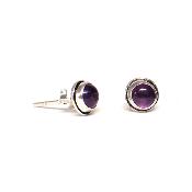 Amethyste Boucles d'Oreilles Ronde Choix n°1 BO1A