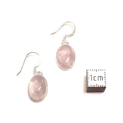 Quartz Rose Boucles d'Oreilles Ovale Pendante Choix n°2 BO3A