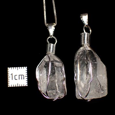 Cristal de Roche Pendentif Pierre Brute avec Cage