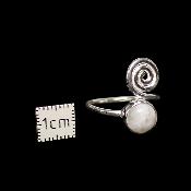 Pierre de Lune Bleutée Bague réglable en Argent Ronde avec Symbole Choix n°2 BG1B