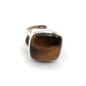Oeil de Tigre Bague en Argent 14778 / Taille réglable