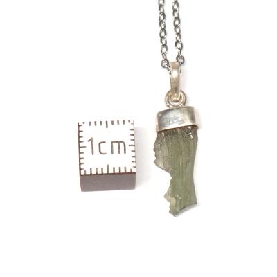 Véritable Moldavite Pendentif Avec Monture en Argent 2216