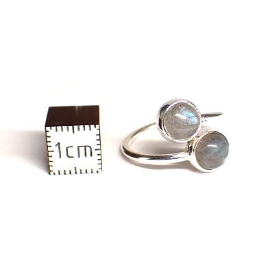 Labradorite Bague réglable en Argent Ronde double BG1B Choix n°3