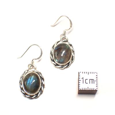Labradorite Boucles d'Oreilles Ovale Pendante Choix n°1 BO3A