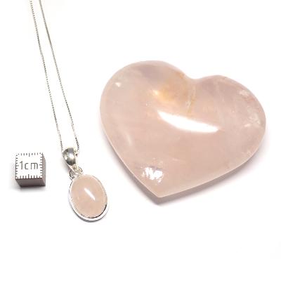 Quartz rose - Lot Coeur, pendentif et chaîne en argent