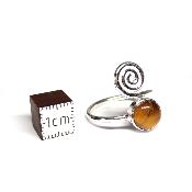 Oeil de Tigre Bague réglable en Argent Ronde avec Symbole Choix n°2 BG1B