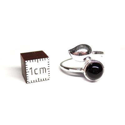 Onyx Bague réglable en Argent Ronde avec Symbole Choix n°1 BG1B