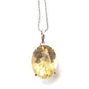 Citrine Naturelle Pierre Taillée Pendentif Avec Monture en Argent 14469