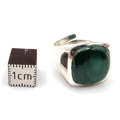 Malachite Bague en Argent 14770 / Taille réglable