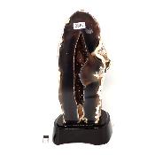 Agate Naturelle Géodes sur socle en bois 2887