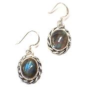 Labradorite Boucles d'Oreilles Ovale Pendante Choix n°1 BO3A