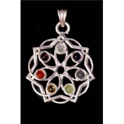 7 Chakras Pendentif Métal Argenté Choix n°32