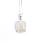 Pierre de Lune Bleutée Pendentif avec Monture en Argent 18727