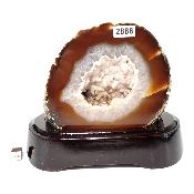 Agate Naturelle Géodes sur socle en bois 2886