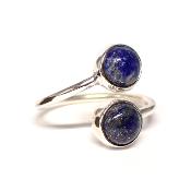 Lapis Lazuli Bague réglable en Argent Ronde double BG1B Choix n°3