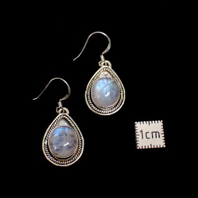 Pierre de Lune Boucles d'Oreilles Ovale Pendante Choix n°4 BO3A