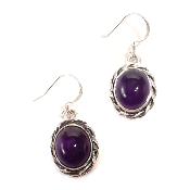 Améthyste Boucles d'Oreilles Ovale Pendante Choix n°1 BO3A