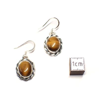 Oeil de Tigre Boucles d'Oreilles Ovale Pendante Choix n°1 BO3A