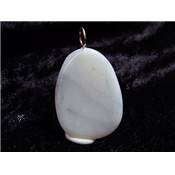 Opale Commune Blanche Mini Pendentif Pierre Plate