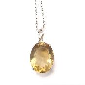 Citrine Naturelle Pierre Taillée Pendentif Avec Monture en Argent 14459