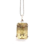 Citrine Naturelle Pierre Taillée Pendentif Avec Monture en Argent 14464