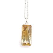 Citrine Naturelle Pierre Taillée Pendentif Avec Monture en Argent 14478