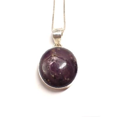 Rubis Etoilé Pendentif avec Monture en Argent n° 15064