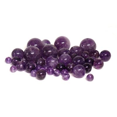 30 Perles Pierre Naturelle Améthyste - Forme Boule - Diamètre 1.5 Mm - Lot Neuf Pour Création De Bijoux