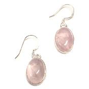 Quartz Rose Boucles d'Oreilles Ovale Pendante Choix n°2 BO3A