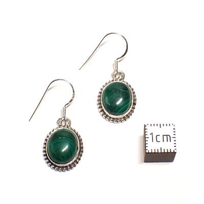 Malachite Boucles d'Oreilles Ovale Pendante Choix n°3 BO3A