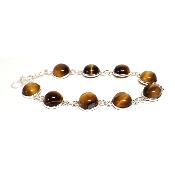 Oeil de Tigre Bracelet Argent 925 ronde