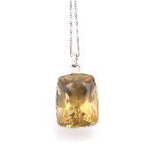 Citrine Naturelle Pierre Taillée Pendentif Avec Monture en Argent 14477