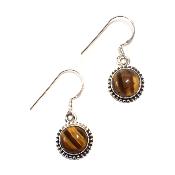 Oeil de Tigre Boucles d'Oreilles Ronde Pendante BO3B
