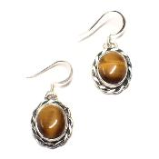 Oeil de Tigre Boucles d'Oreilles Ovale Pendante Choix n°1 BO3A