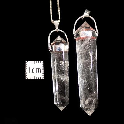 Cristal de Roche Pendentif Biterminé