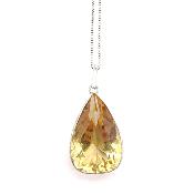 Citrine Naturelle Pierre Taillée Pendentif Avec Monture en Argent 14473