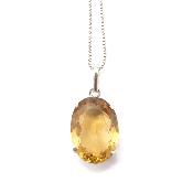 Citrine Naturelle Pierre Taillée Pendentif Avec Monture en Argent 14479