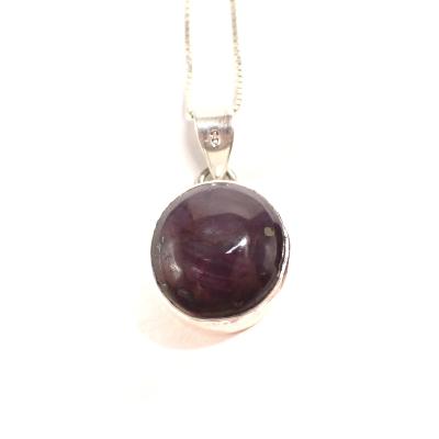 Rubis Etoilé Pendentif avec Monture en Argent n° 15057