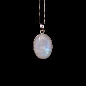 Pierre de Lune Bleutée Pendentif avec Monture en Argent 19558