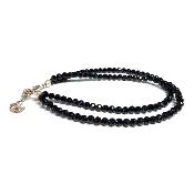 Spinelle Noire Bracelet Double Boule Facetté