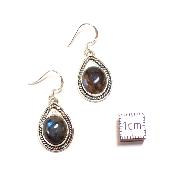 Labradorite Boucles d'Oreilles Ovale Pendante Choix n°4 BO3A