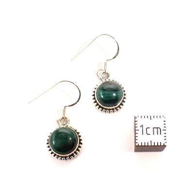 Malachite Boucles d'Oreilles Ronde Pendante BO3B