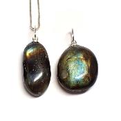 Labradorite Pendentif Pierre Roulée