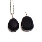 Agate Noire Pendentif Pierre Roulée