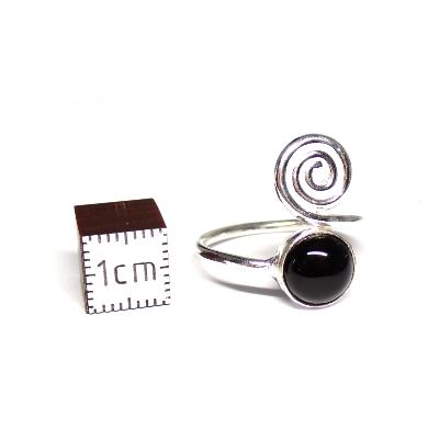 Onyx Bague réglable en Argent Ronde avec Symbole Choix n°2 BG1B