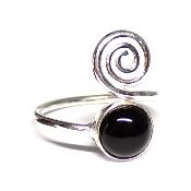 Onyx Bague réglable en Argent Ronde avec Symbole Choix n°2 BG1B
