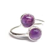 Améthyste du Brésil Bague réglable en Argent double BG1B Choix n°3