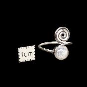 Pierre de Lune Bleutée Bague réglable en Argent Ronde avec Symbole Choix n°2 BG1B