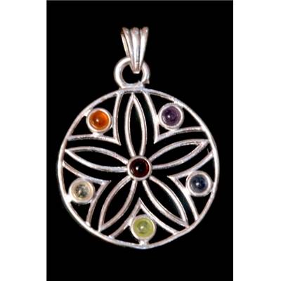 7 Chakras Pendentif Métal Argenté Choix n°52